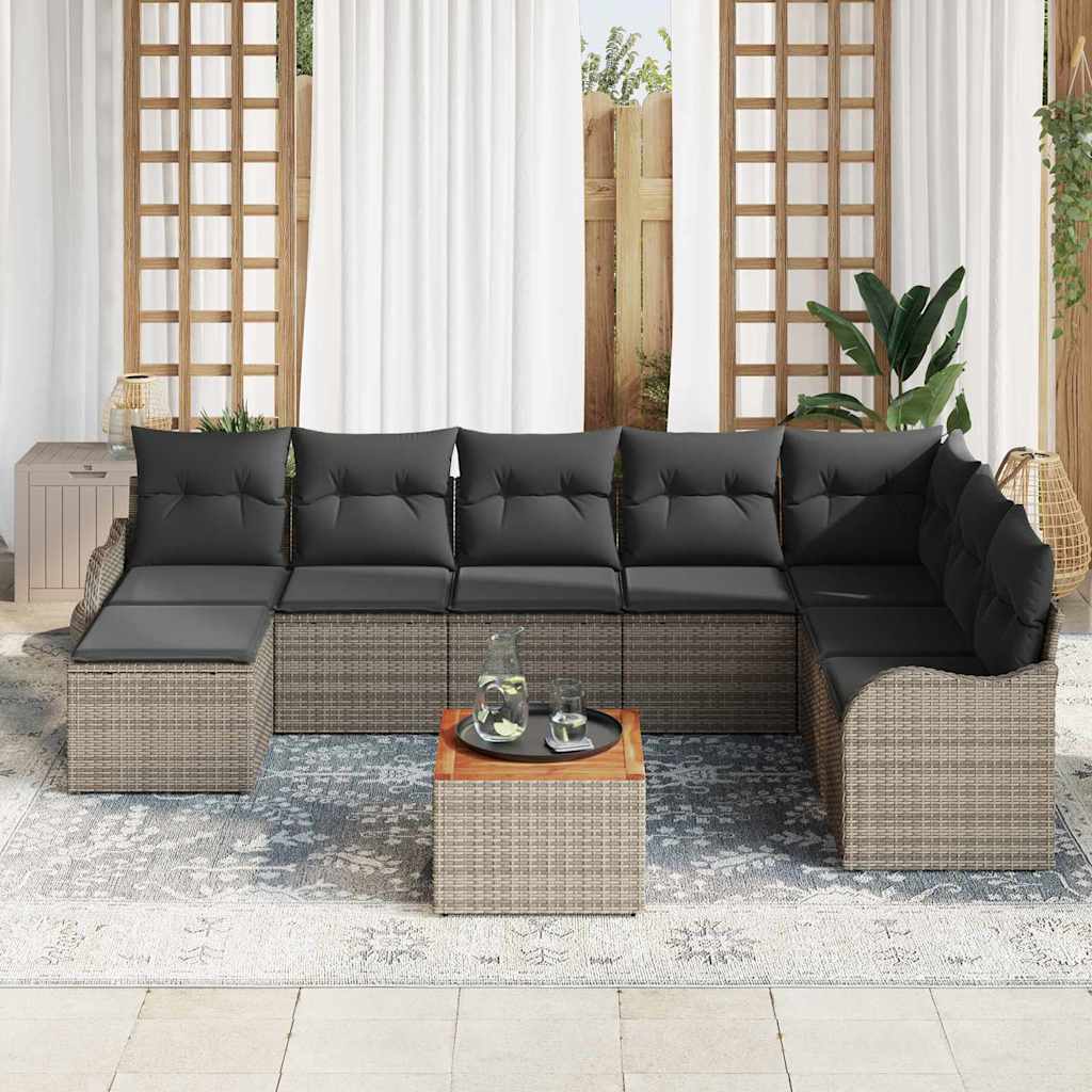 Conjunto de Sofá de Jardim 9 pcs Cinzeto Rattan Sintético