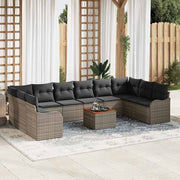 Conjunto de Sofá de Jardim 11 pcs Cinzeto Rattan Sintético