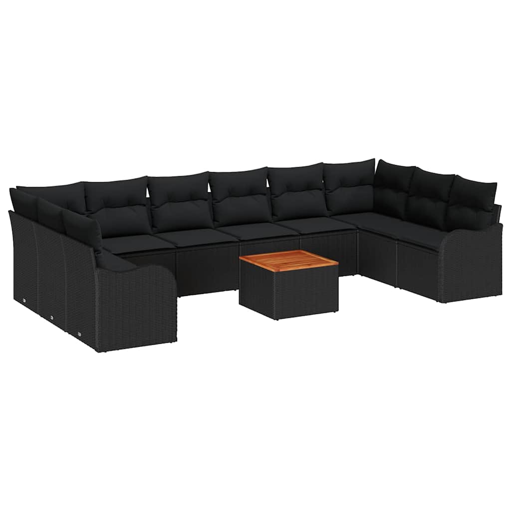Conjunto de Sofá de Jardim 11 pcs Preto Rattan Sintético
