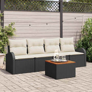 Conjunto de Sofá de Jardim 5 pcs Preto Rattan Sintético