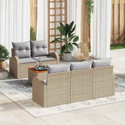 Conjunto de Sofá de Jardim 6 pcs Bege Rattan Sintético