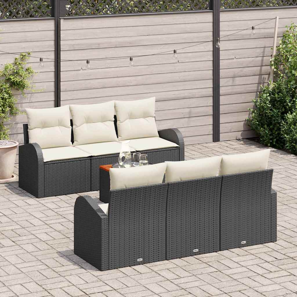 Conjunto de Sofá de Jardim 7 pcs Preto Rattan Sintético