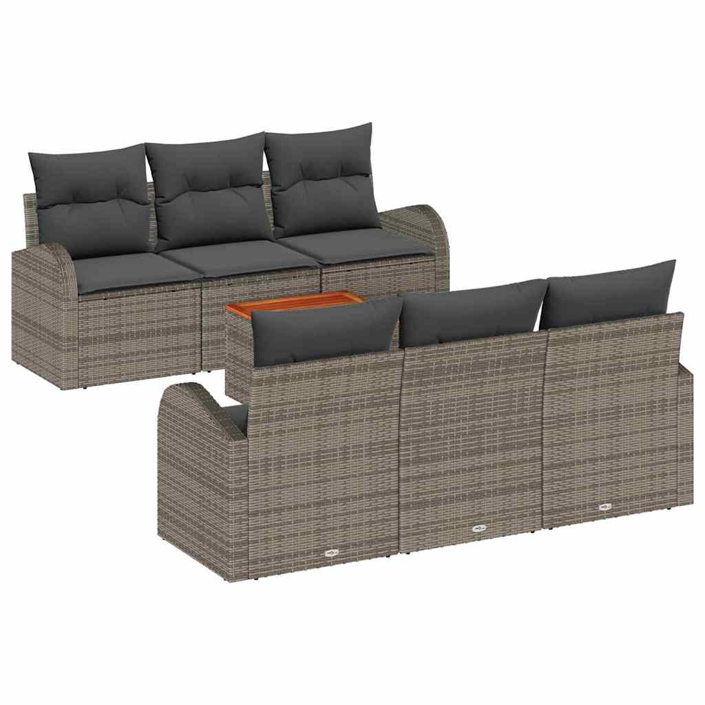 Conjunto de Sofá de Jardim 7 pcs Cinzeto Rattan Sintético