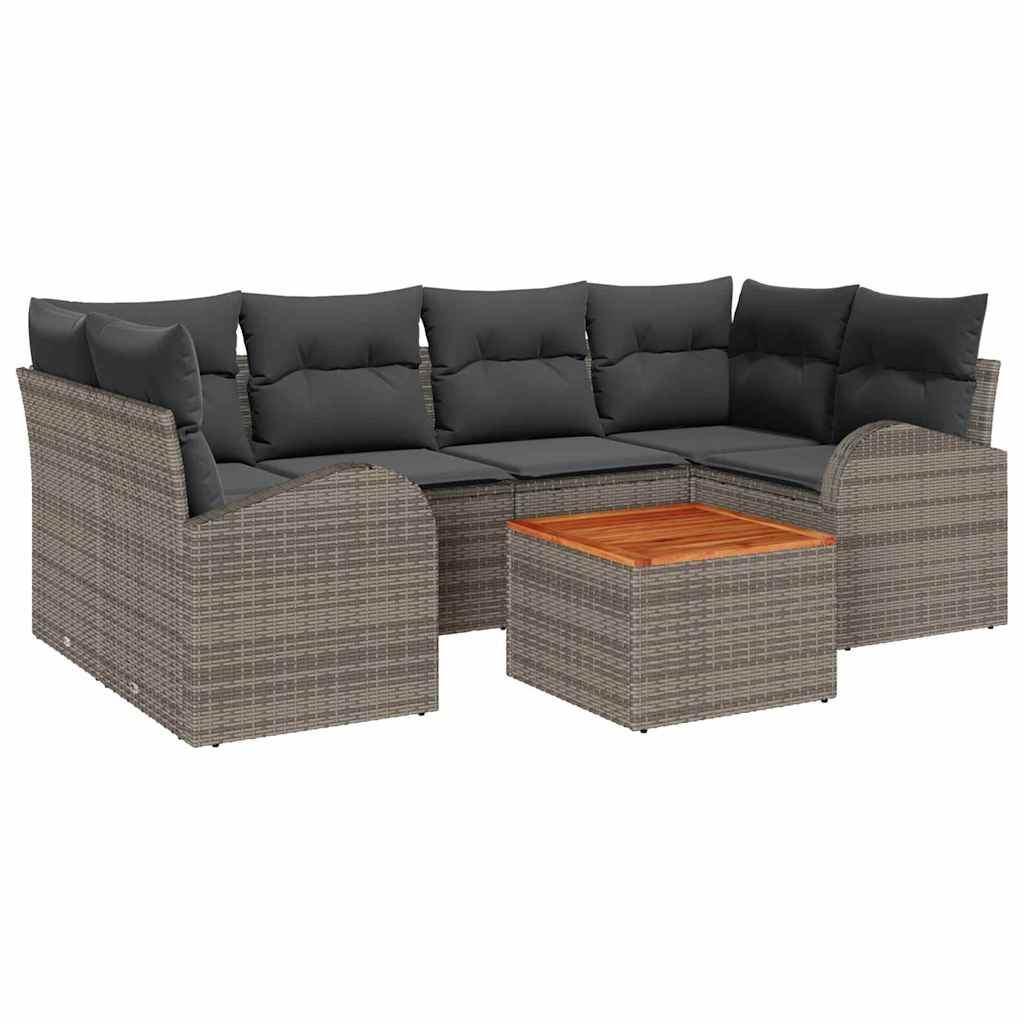 Conjunto de Sofá de Jardim 7 pcs Cinzeto Rattan Sintético