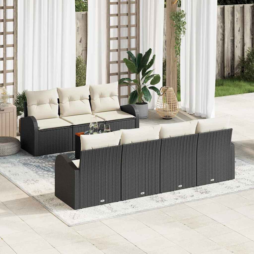 Conjunto de Sofá de Jardim 8 pcs Preto Rattan Sintético