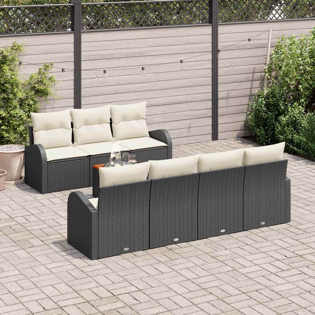 Conjunto de Sofá de Jardim 8 pcs Preto Rattan Sintético