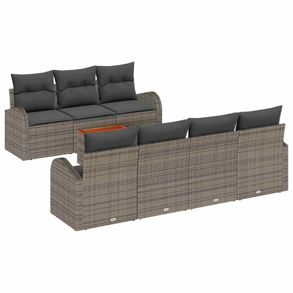Conjunto de Sofá de Jardim 8 pcs Cinzeto Rattan Sintético