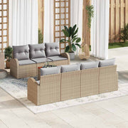 Conjunto de Sofá de Jardim 8 pcs Bege Rattan Sintético