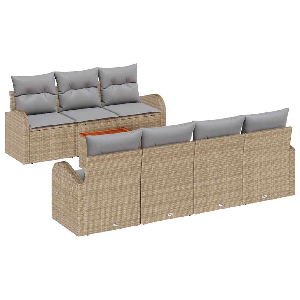 Conjunto de Sofá de Jardim 8 pcs Bege Rattan Sintético