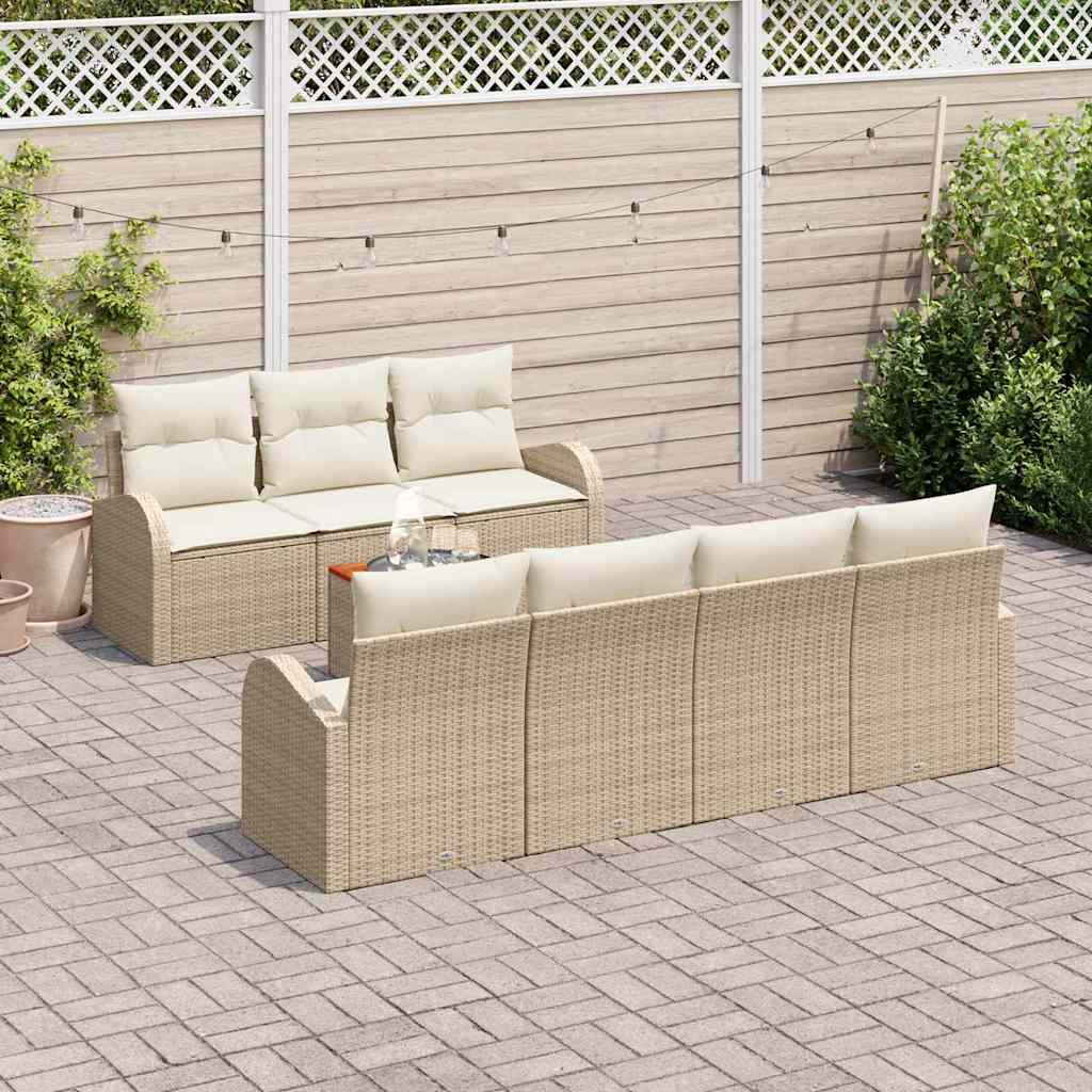 Conjunto de Sofá de Jardim 8 pcs Bege Rattan Sintético