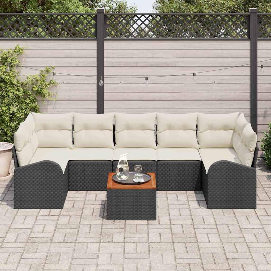 Conjunto de Sofá de Jardim 8 pcs Preto Rattan Sintético