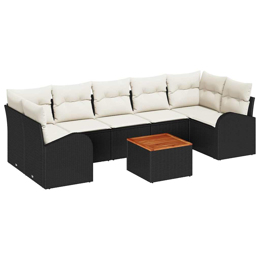 Conjunto de Sofá de Jardim 8 pcs Preto Rattan Sintético