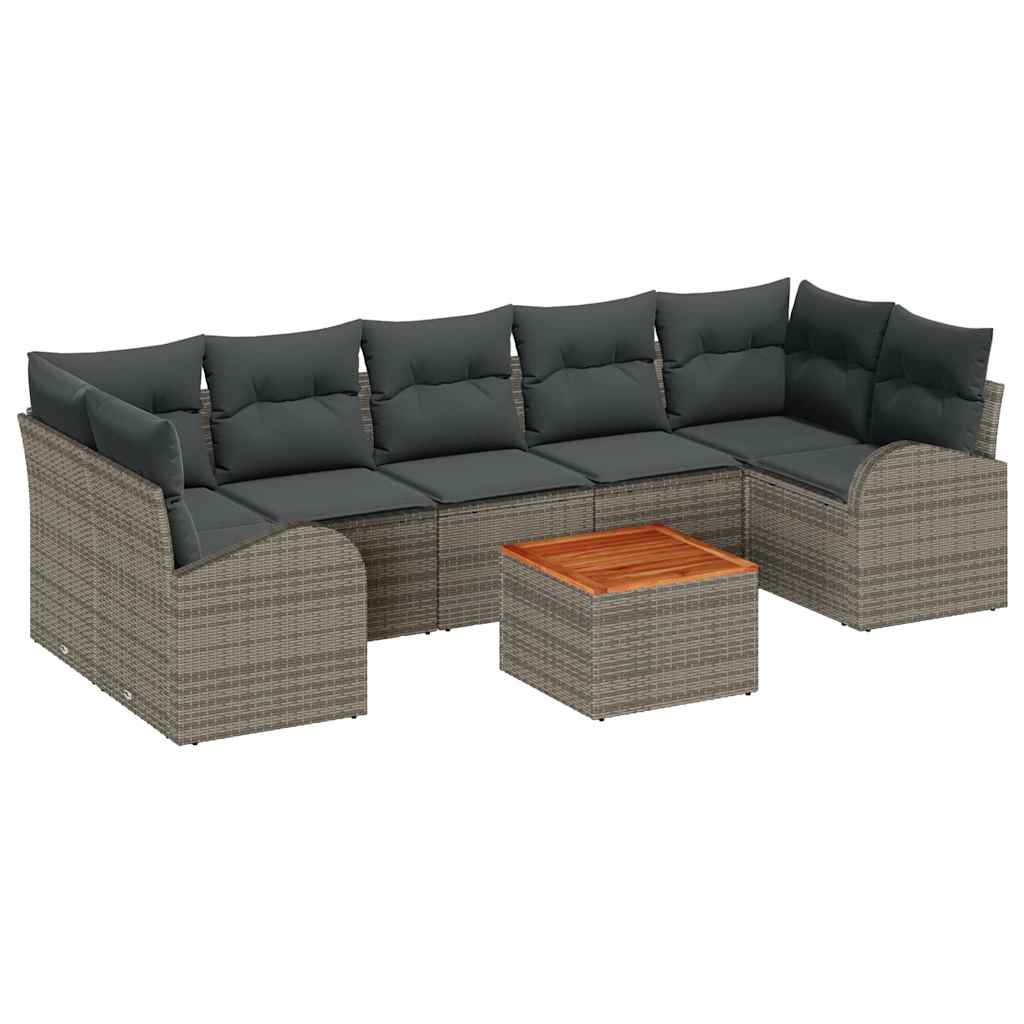 Conjunto de Sofá de Jardim 8 pcs Cinzeto Rattan Sintético