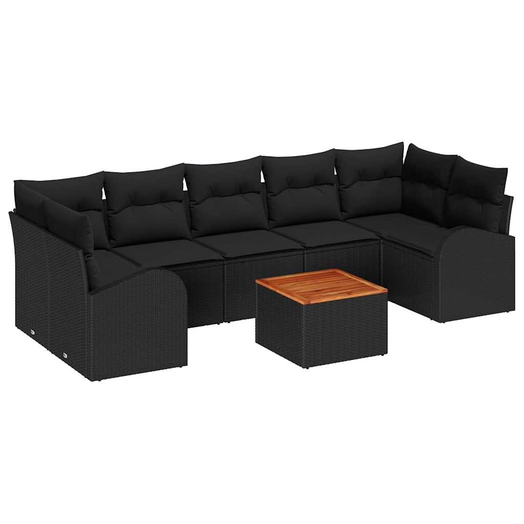 Conjunto de Sofá de Jardim 8 pcs Preto Rattan Sintético