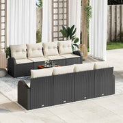 Conjunto de Sofá de Jardim 9 pcs Preto Rattan Sintético