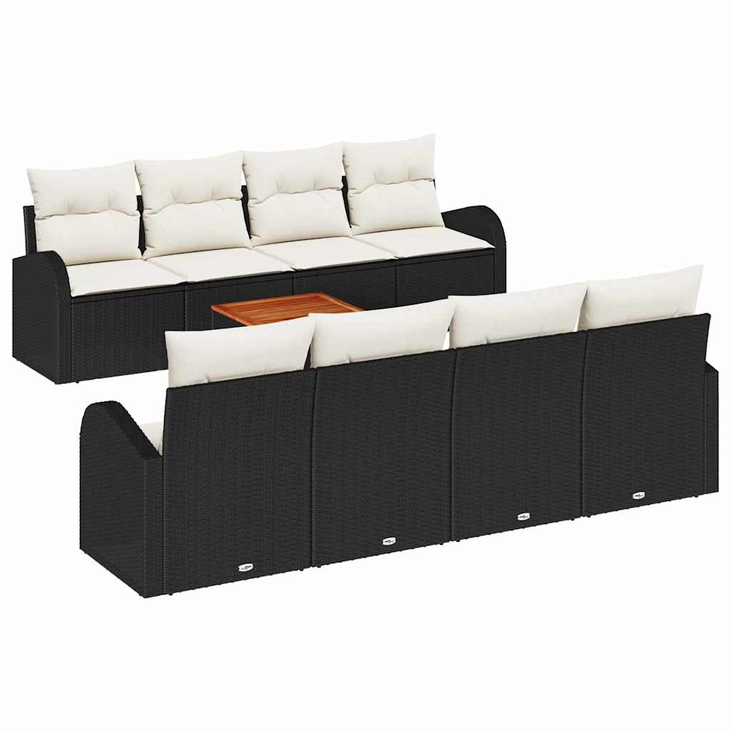 Conjunto de Sofá de Jardim 9 pcs Preto Rattan Sintético