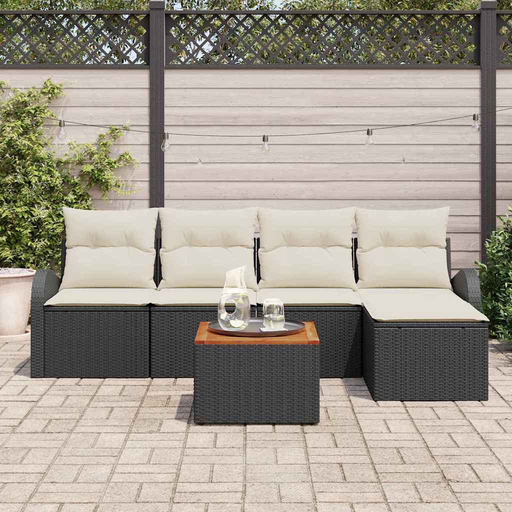 Conjunto de Sofá de Jardim 6 pcs Preto Rattan Sintético