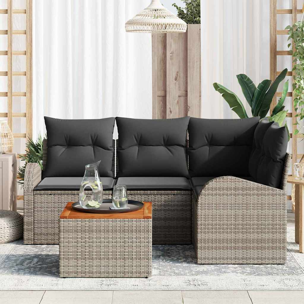 Conjunto de Sofá de Jardim 5 pcs Cinzeto Rattan Sintético