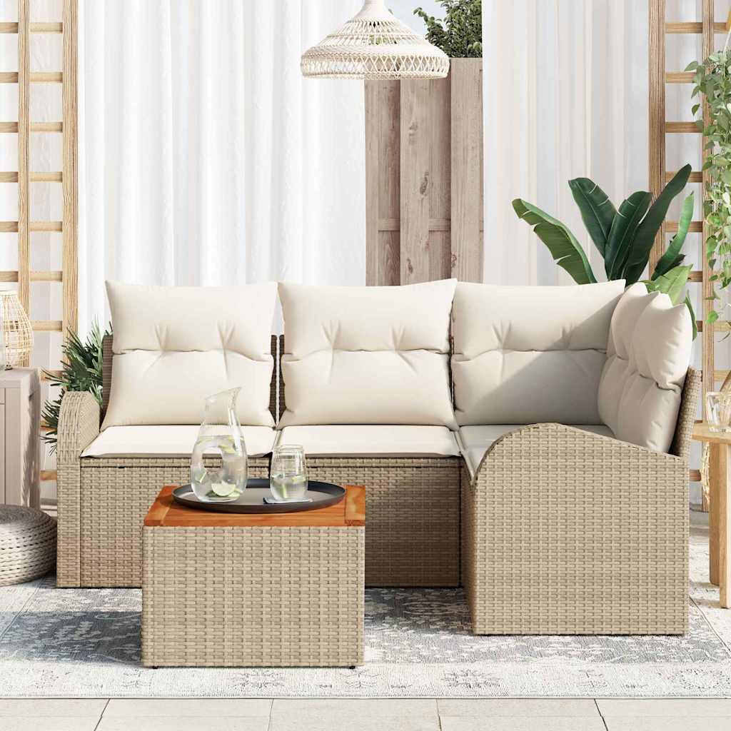 Conjunto de Sofá de Jardim 5 pcs Bege Rattan Sintético