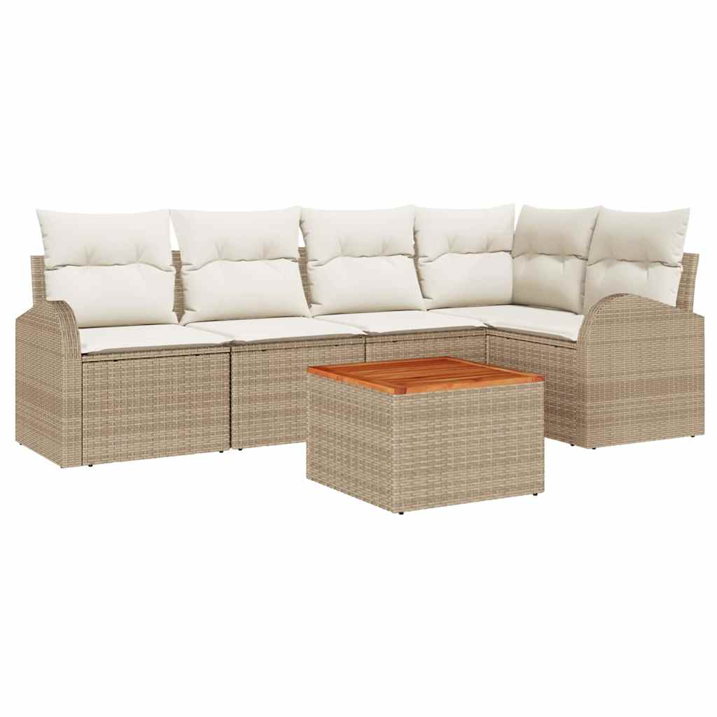 Conjunto de Sofá de Jardim 6 pcs Bege Rattan Sintético