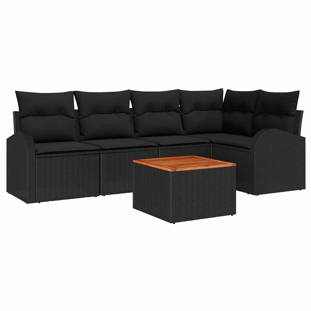 Conjunto de Sofá de Jardim 6 pcs Preto Rattan Sintético