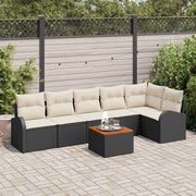 Conjunto de Sofá de Jardim 7 pcs Preto Rattan Sintético