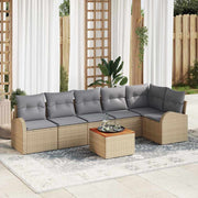Conjunto de Sofá de Jardim 7 pcs Bege Rattan Sintético