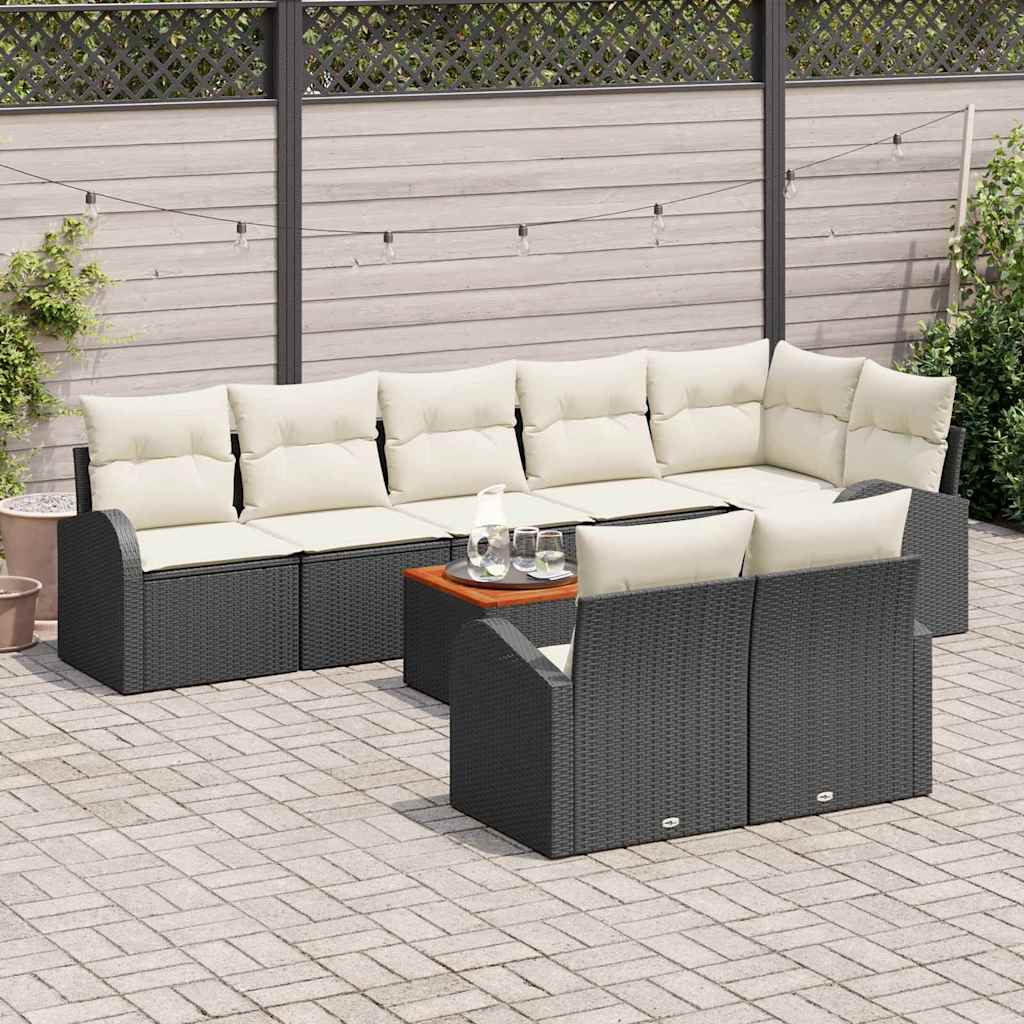 Conjunto de Sofá de Jardim 9 pcs Preto Rattan Sintético