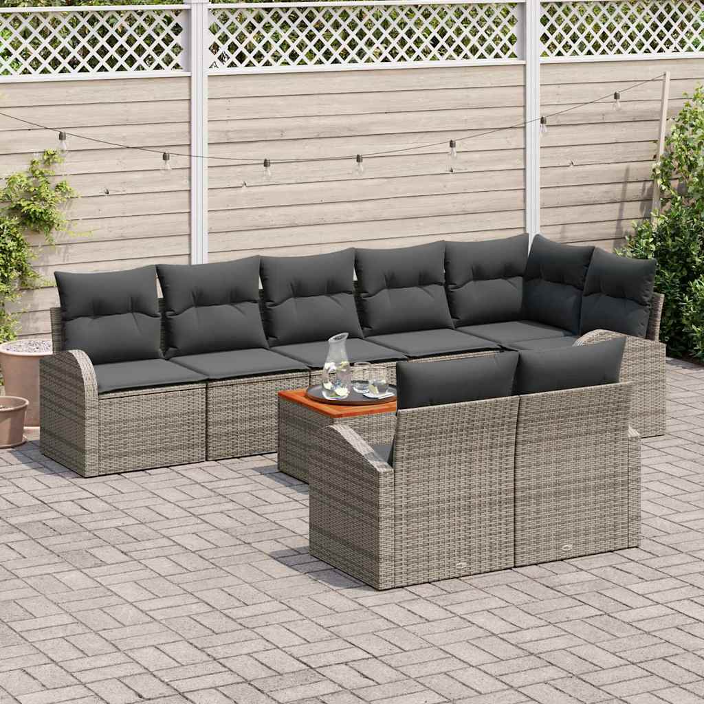 Conjunto de Sofá de Jardim 9 pcs Cinzeto Rattan Sintético