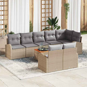 Conjunto de Sofá de Jardim 9 pcs Bege Rattan Sintético