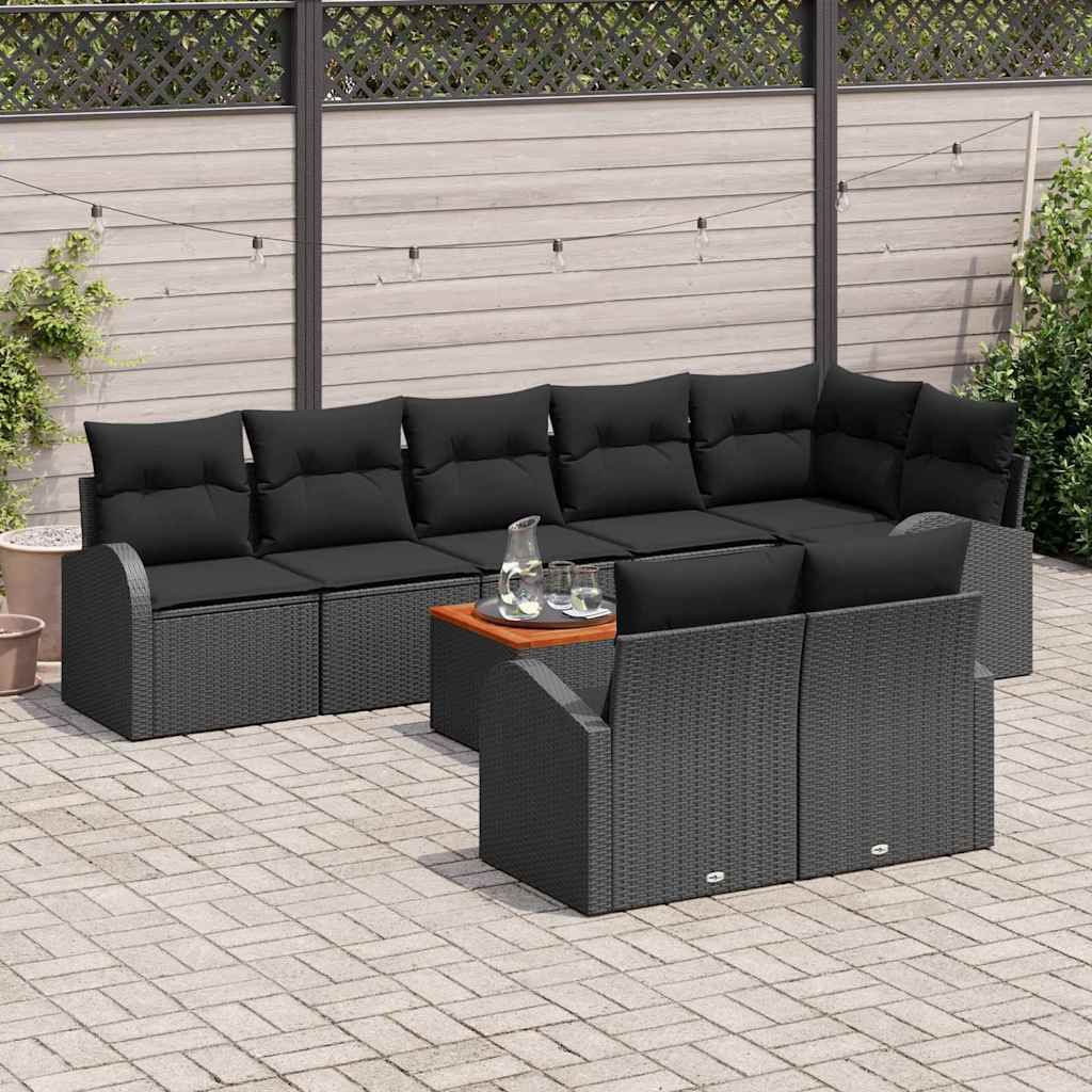 Conjunto de Sofá de Jardim 9 pcs Preto Rattan Sintético