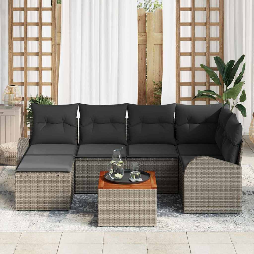 Conjunto de Sofá de Jardim 7 pcs Cinzeto Rattan Sintético