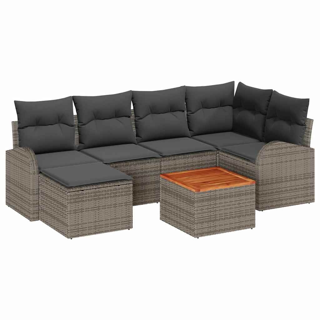 Conjunto de Sofá de Jardim 7 pcs Cinzeto Rattan Sintético