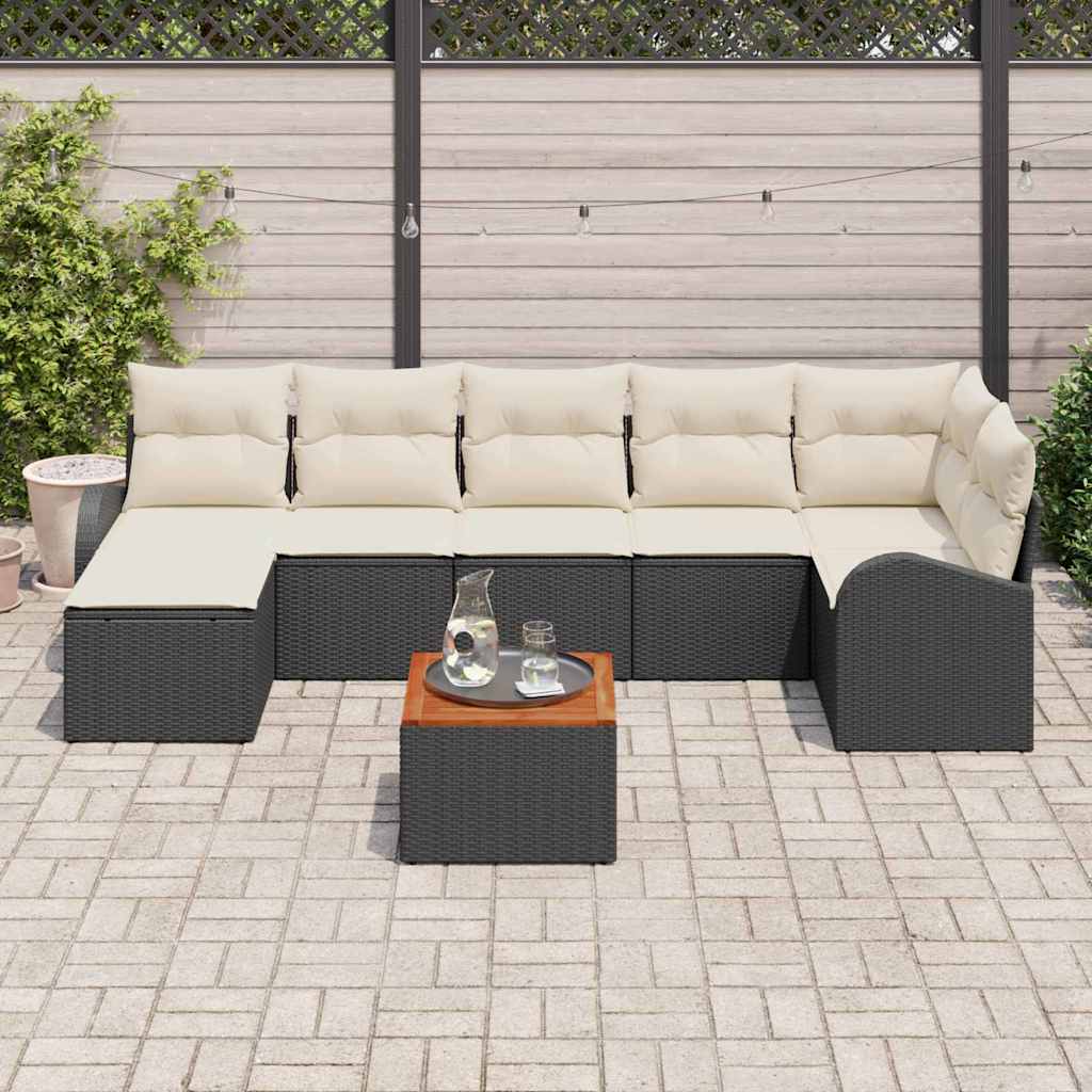 Conjunto de Sofá de Jardim 8 pcs Preto Rattan Sintético