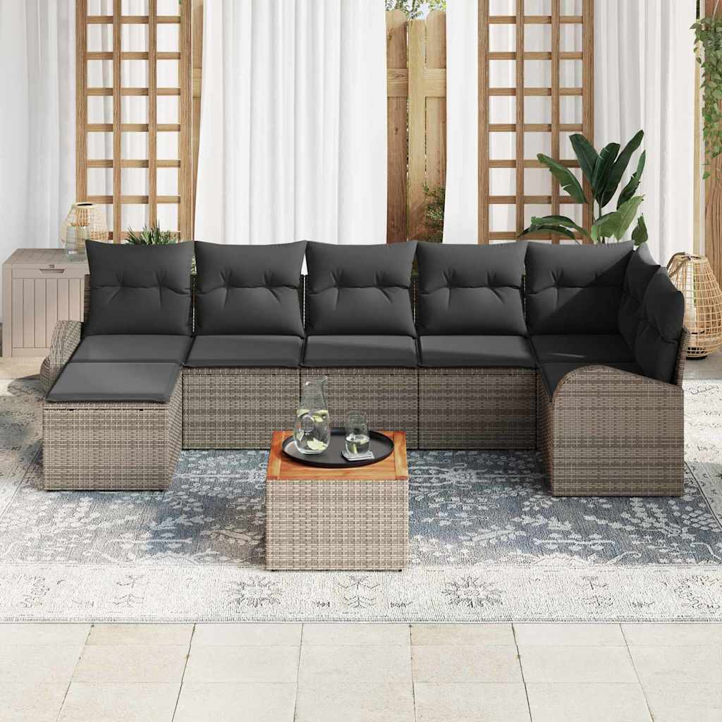Conjunto de Sofá de Jardim 8 pcs Cinzeto Rattan Sintético