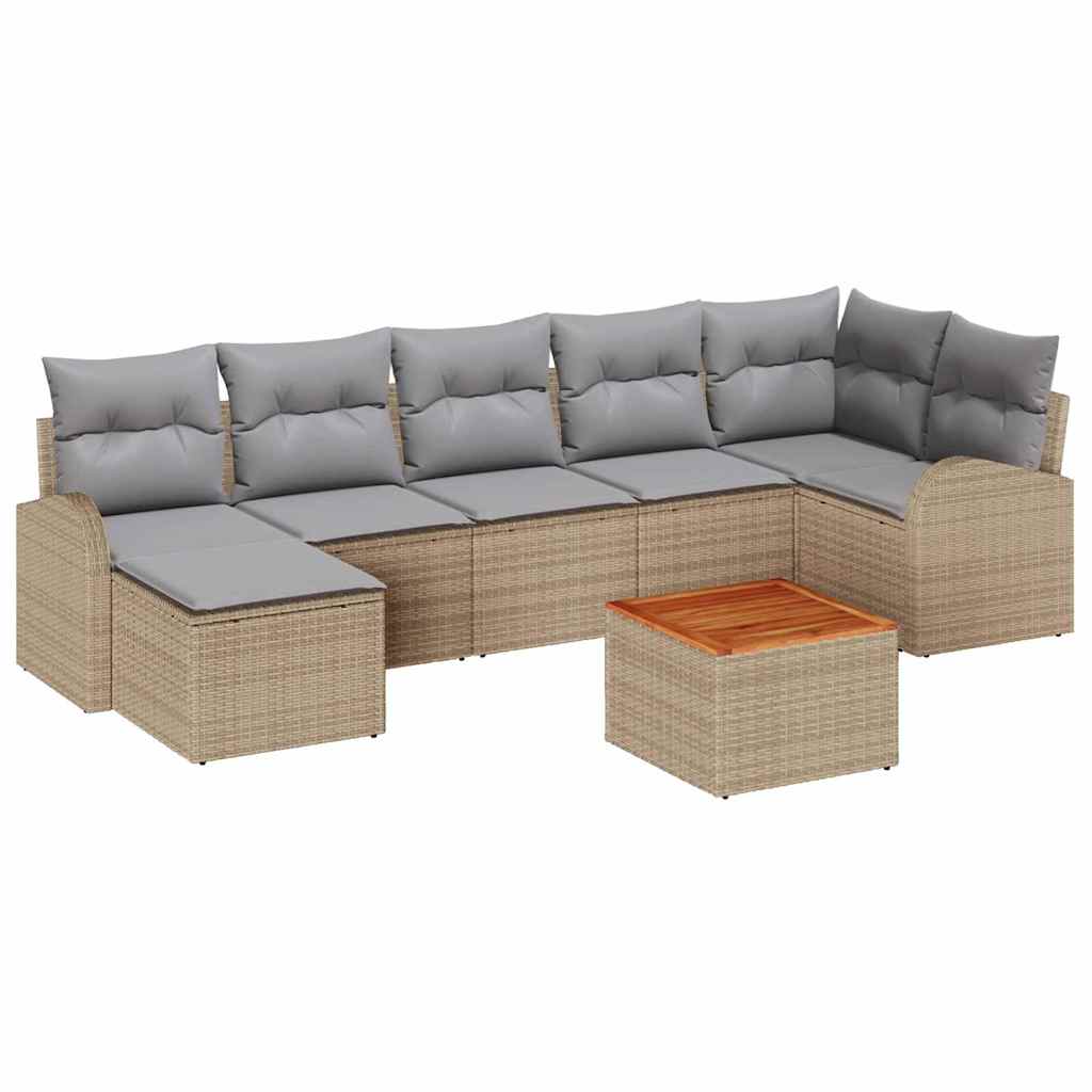Conjunto de Sofá de Jardim 8 pcs Bege Rattan Sintético