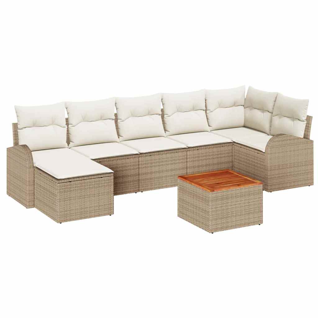 Conjunto de Sofá de Jardim 8 pcs Bege Rattan Sintético