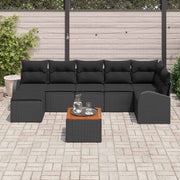 Conjunto de Sofá de Jardim 8 pcs Preto Rattan Sintético