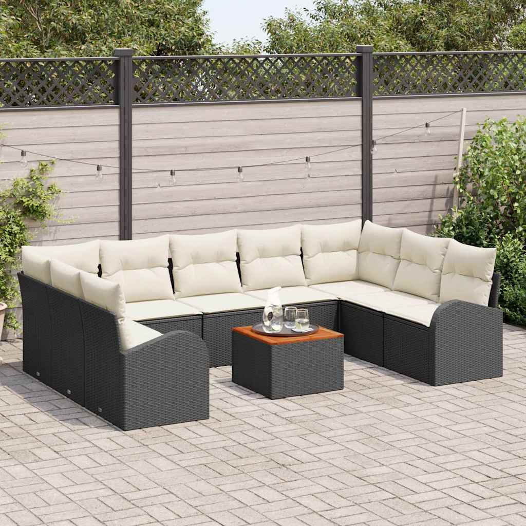 Conjunto de Sofá de Jardim 10 pcs Preto Rattan Sintético