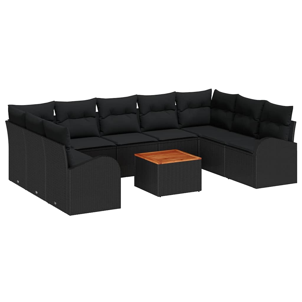 Conjunto de Sofá de Jardim 10 pcs Preto Rattan Sintético