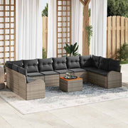 Conjunto de Sofá de Jardim 11 pcs Cinzeto Rattan Sintético