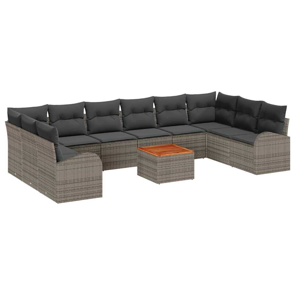 Conjunto de Sofá de Jardim 11 pcs Cinzeto Rattan Sintético