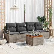 Conjunto de Sofá de Jardim 5 pcs Cinzeto Rattan Sintético