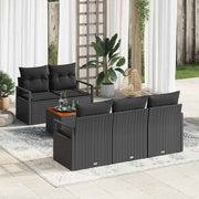 Conjunto de Sofá de Jardim 6 pcs Preto Rattan Sintético