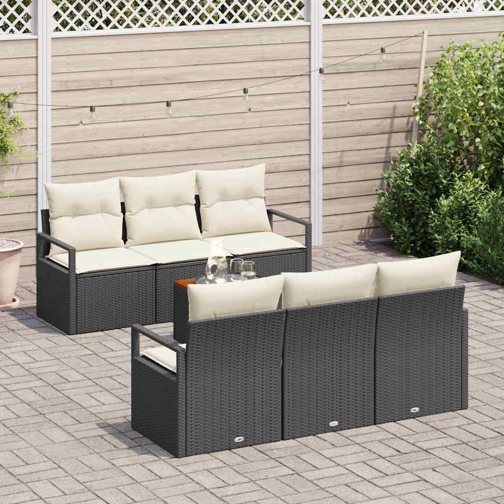 Conjunto de Sofá de Jardim 7 pcs Preto Rattan Sintético