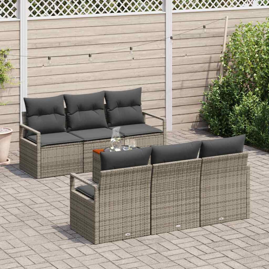 Conjunto de Sofá de Jardim 7 pcs Cinzeto Rattan Sintético