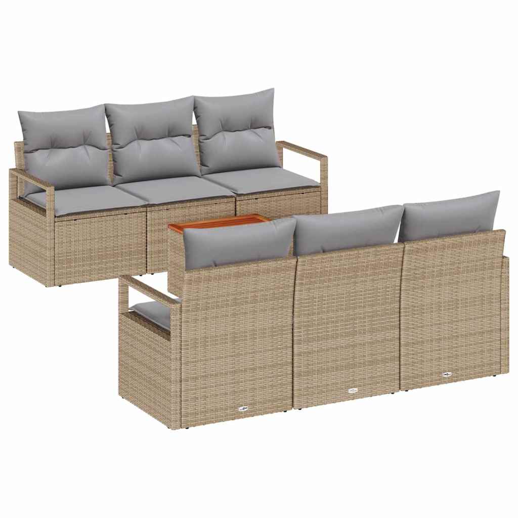 Conjunto de Sofá de Jardim 7 pcs Bege Rattan Sintético