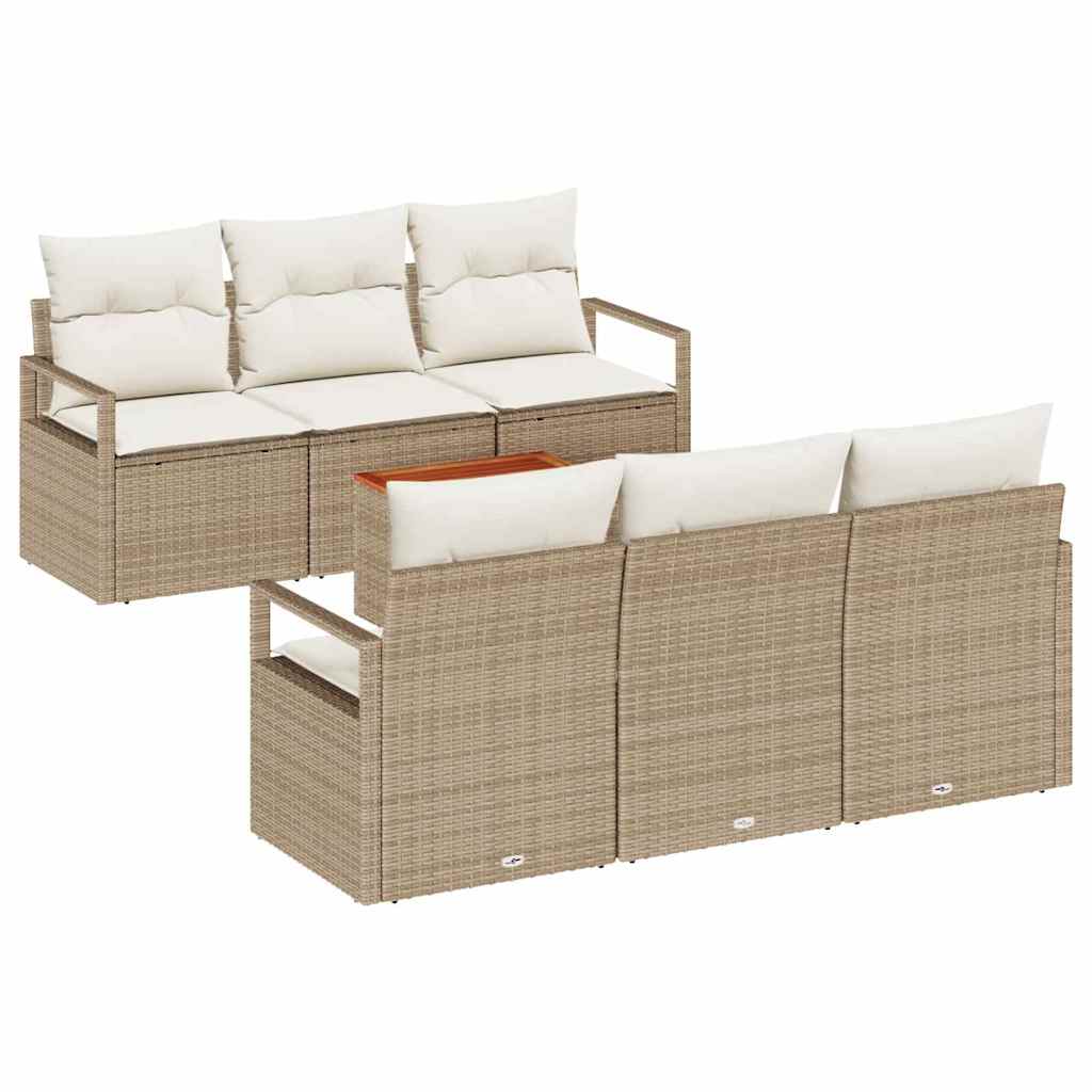 Conjunto de Sofá de Jardim 7 pcs Bege Rattan Sintético