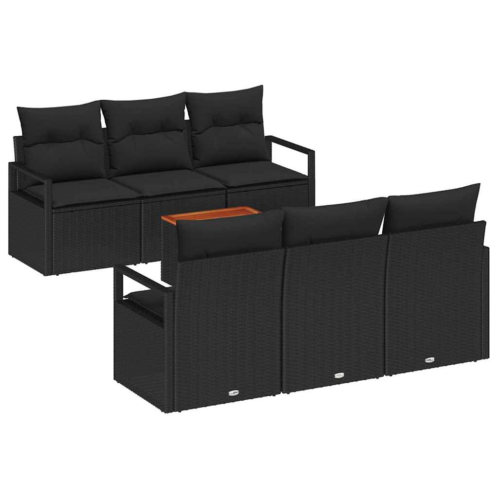 Conjunto de Sofá de Jardim 7 pcs Preto Rattan Sintético