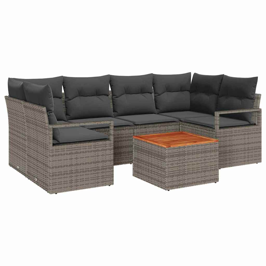 Conjunto de Sofá de Jardim 7 pcs Cinzeto Rattan Sintético